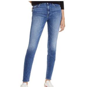 Mother The Looker Crop Skinny Jeans Medium Wash Blue high rise